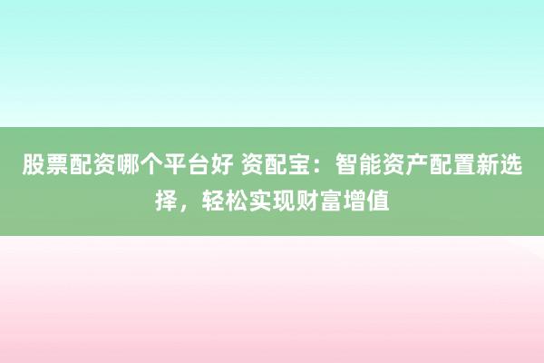 股票配资哪个平台好 资配宝：智能资产配置新选择，轻松实现财富增值