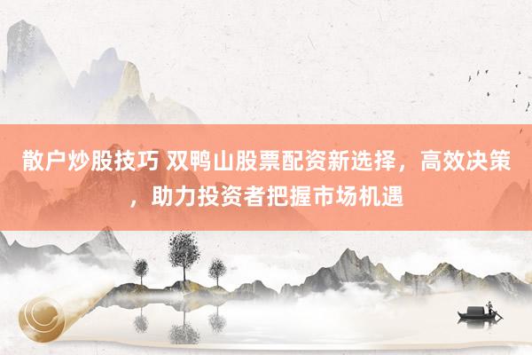 散户炒股技巧 双鸭山股票配资新选择，高效决策，助力投资者把握市场机遇