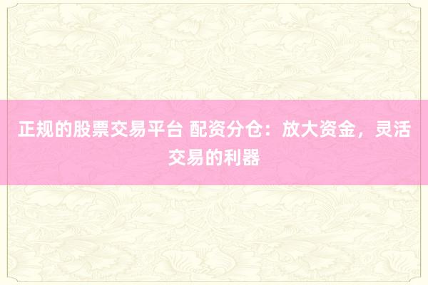 正规的股票交易平台 配资分仓：放大资金，灵活交易的利器