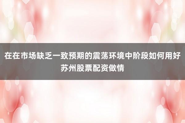 在在市场缺乏一致预期的震荡环境中阶段如何用好苏州股票配资做情